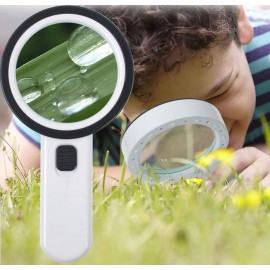 Lupa de mano 30X con luz, doble lente Jumbo, lupa iluminada con 12 LED