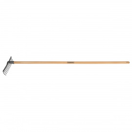 Rastrillo curvo liviano de 14 dientes con mango de madera 1.50 cm