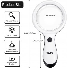 Lupa de mano de 10X con luz led MOJINO