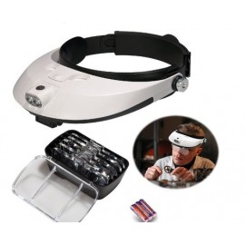 Lupa Visera De Cabeza Luz Led 5 Lentes Profesional