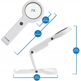 YOCTOSUN Lupa de mano y escritorio  7X, 6 luces LED brillantes